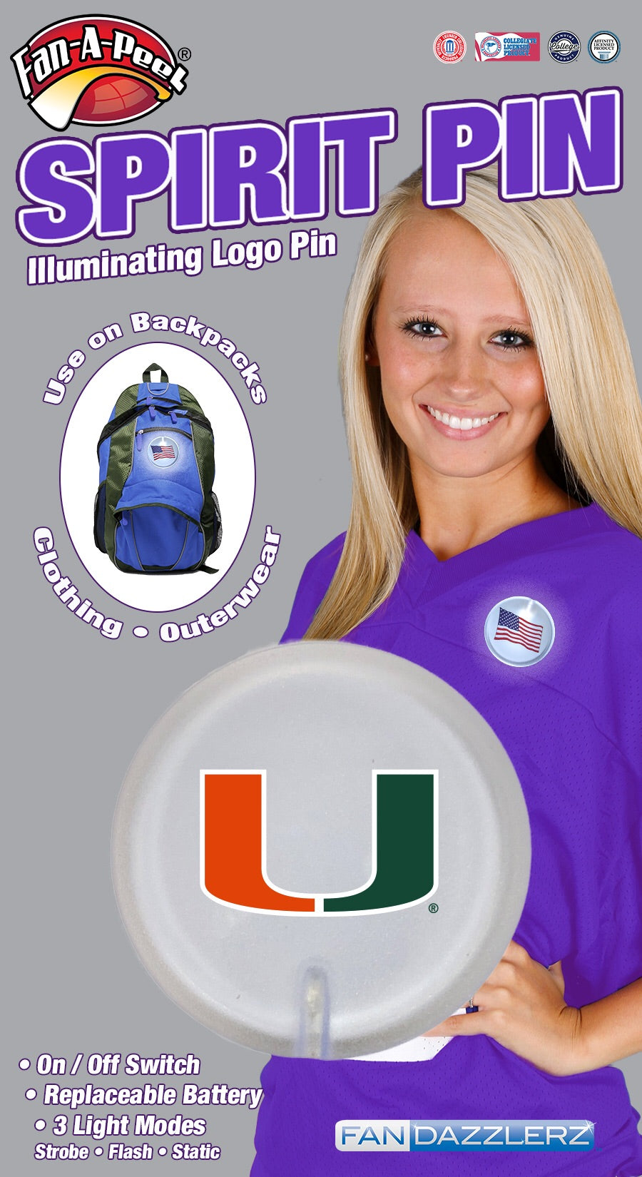 Miami Hurricanes Spirit Pin - LED Illuminating Log Pin