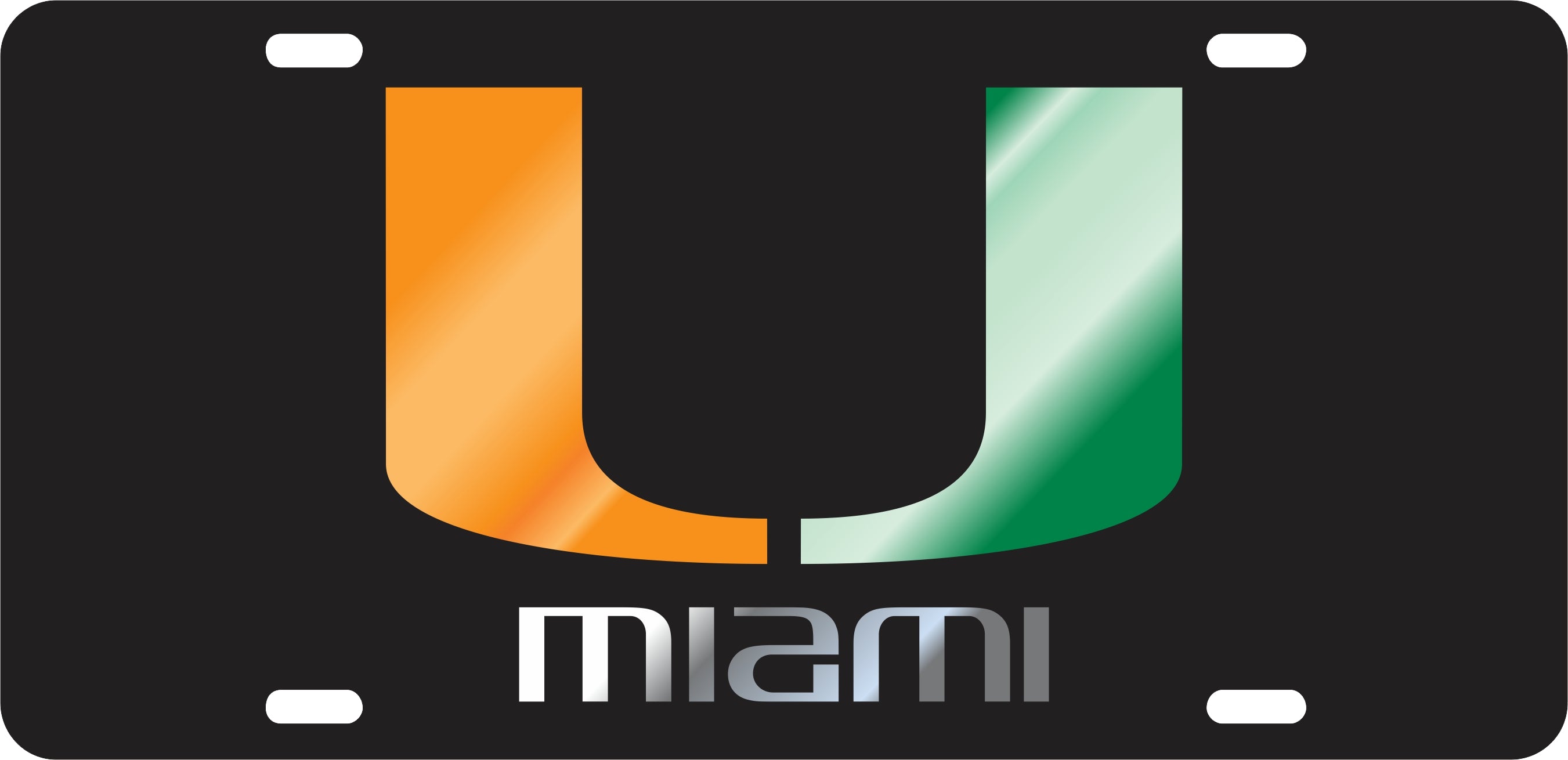Miami Hurricanes U Miami Laser Cut Front License Plate / Tag - Black