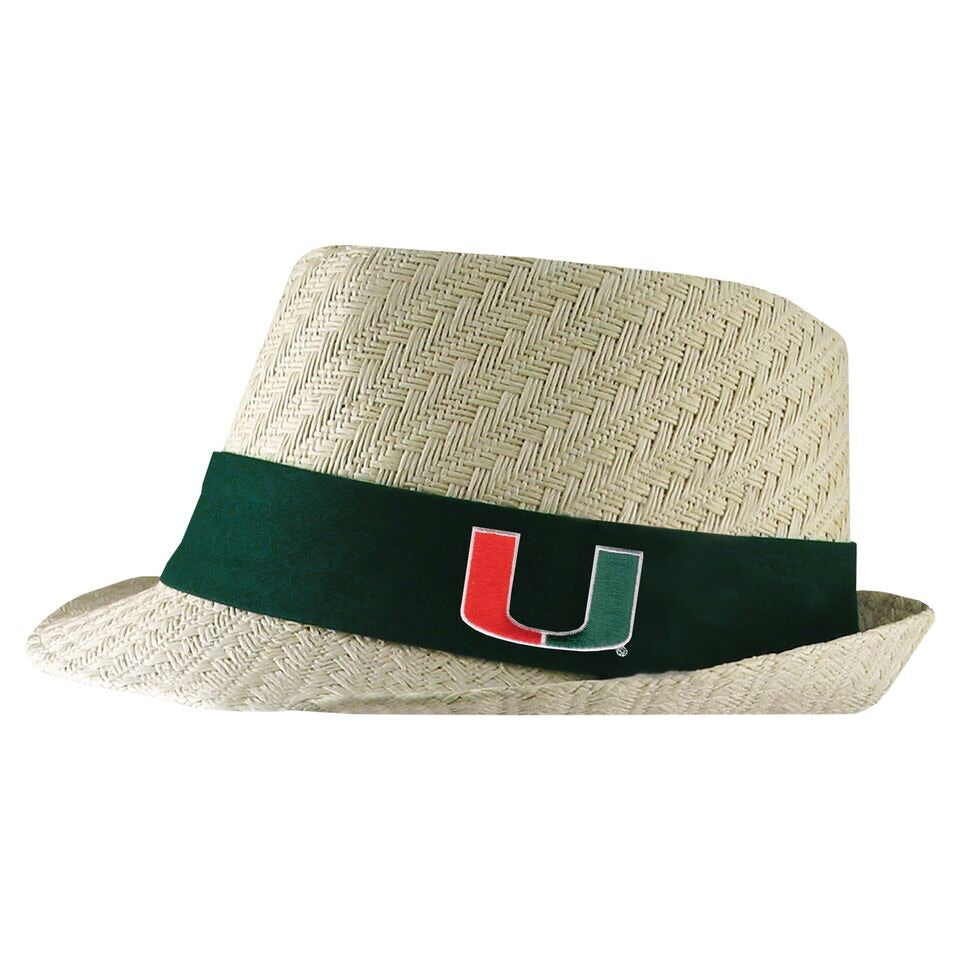 Miami Hurricanes Natural Straw Fedora - Atlanta - Green