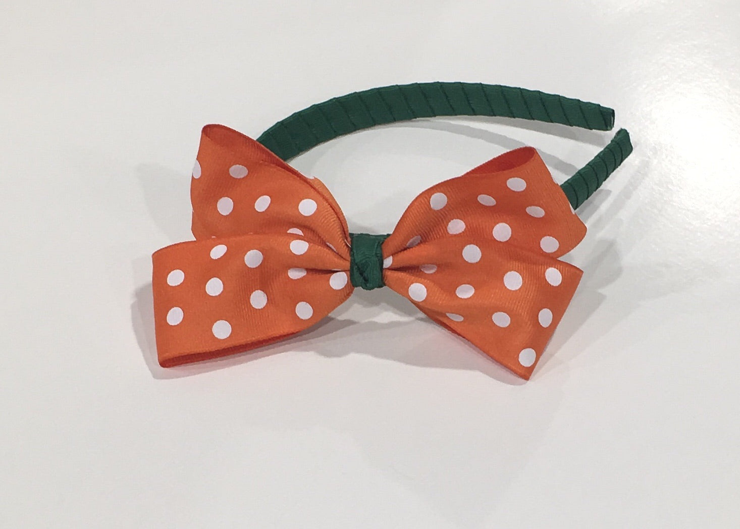 Headband Green with Polka Dot Bow