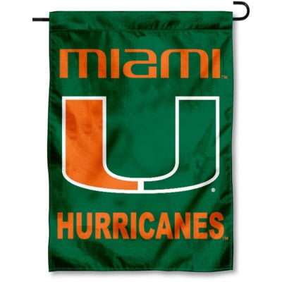 Miami Hurricanes U Logo and Lettering 13" x 18" Garden Flag - Green