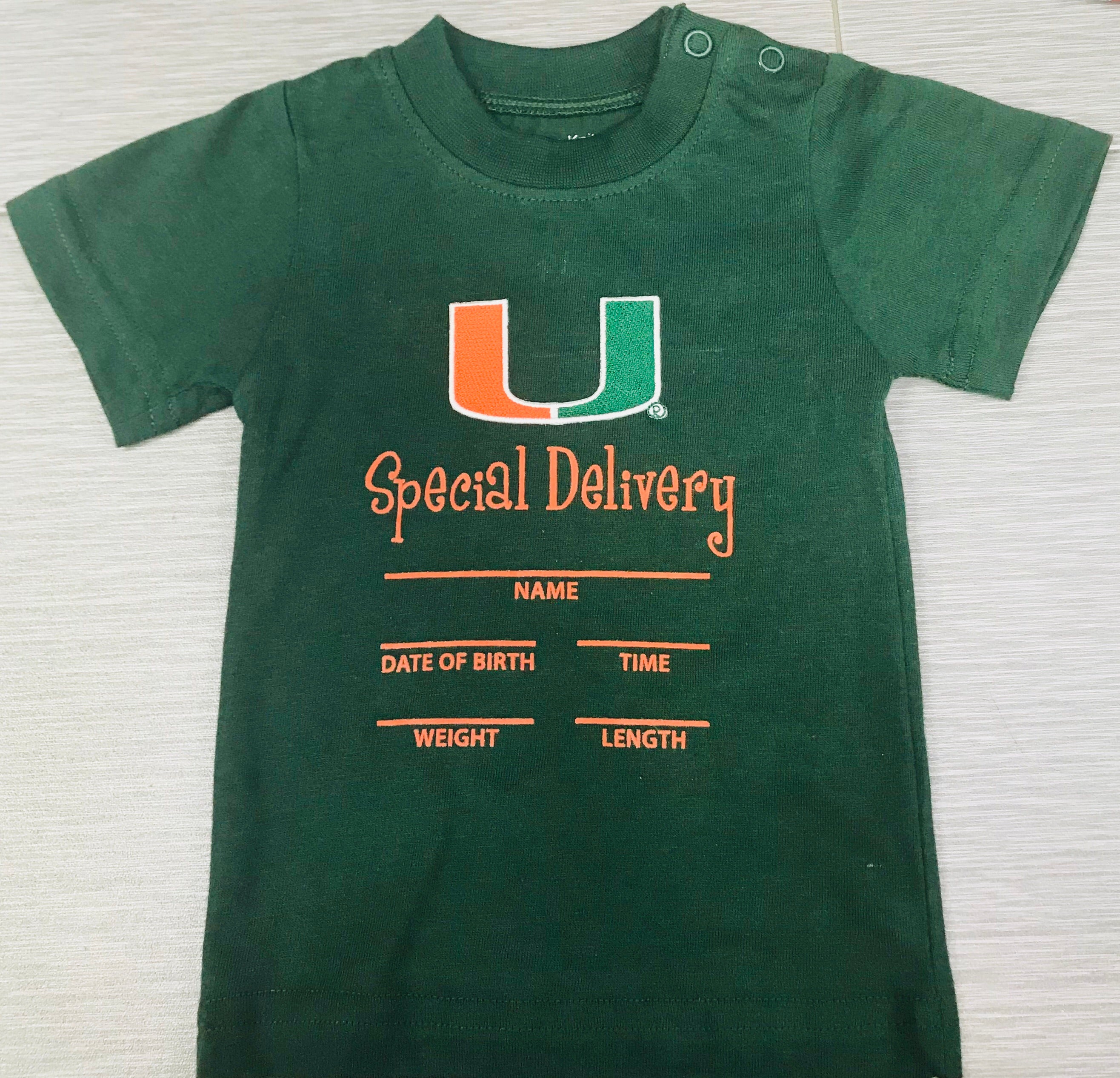 Miami Hurricanes Baby Special Delivery T-Shirt - Green