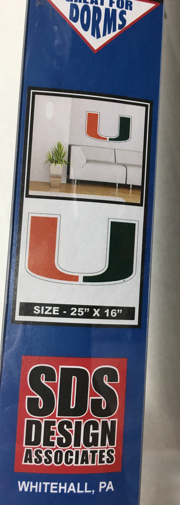 Miami Hurricanes U Logo 25 inch Wall Graphic