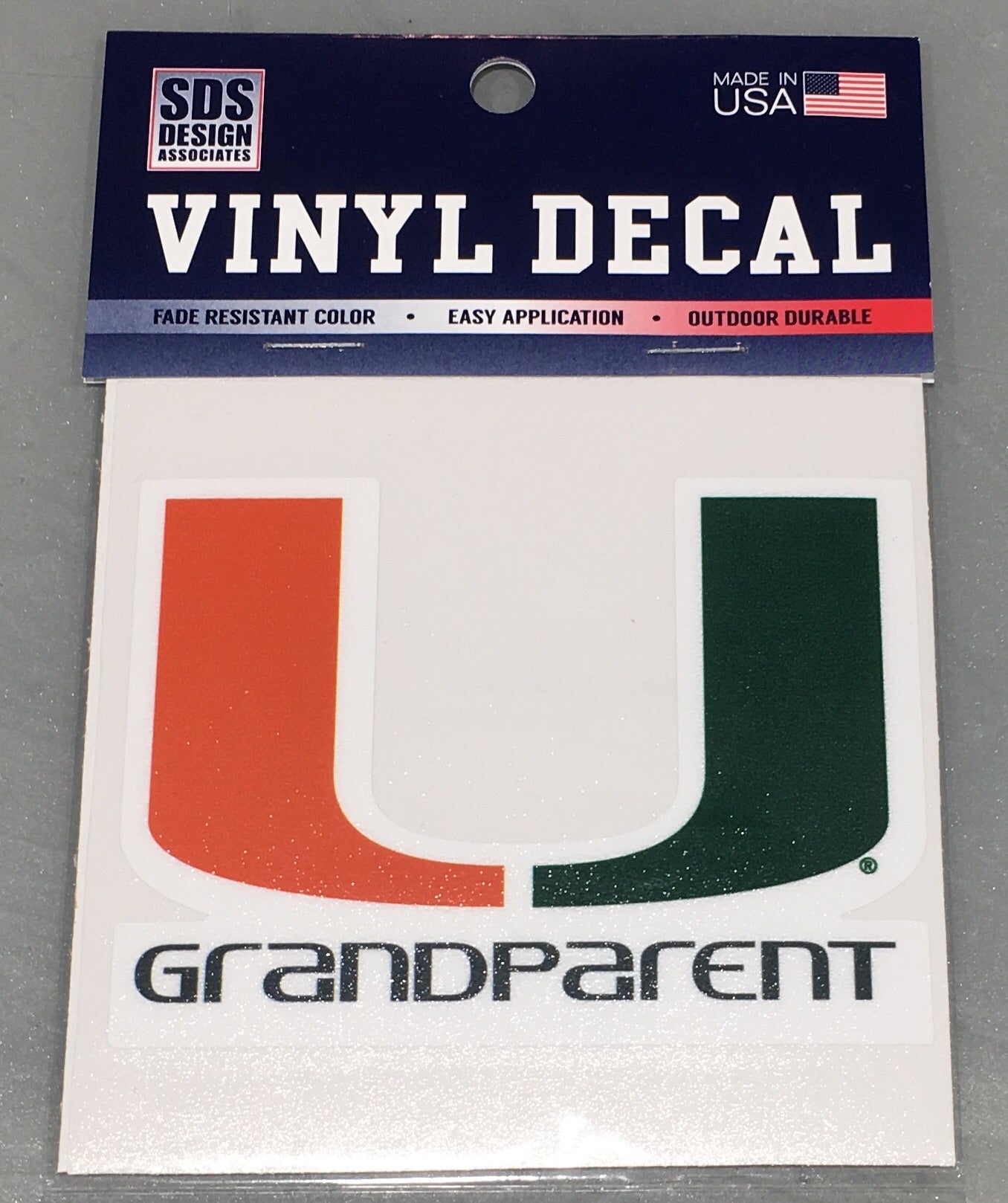 Miami Hurricanes U Grandparent Decal - 3"
