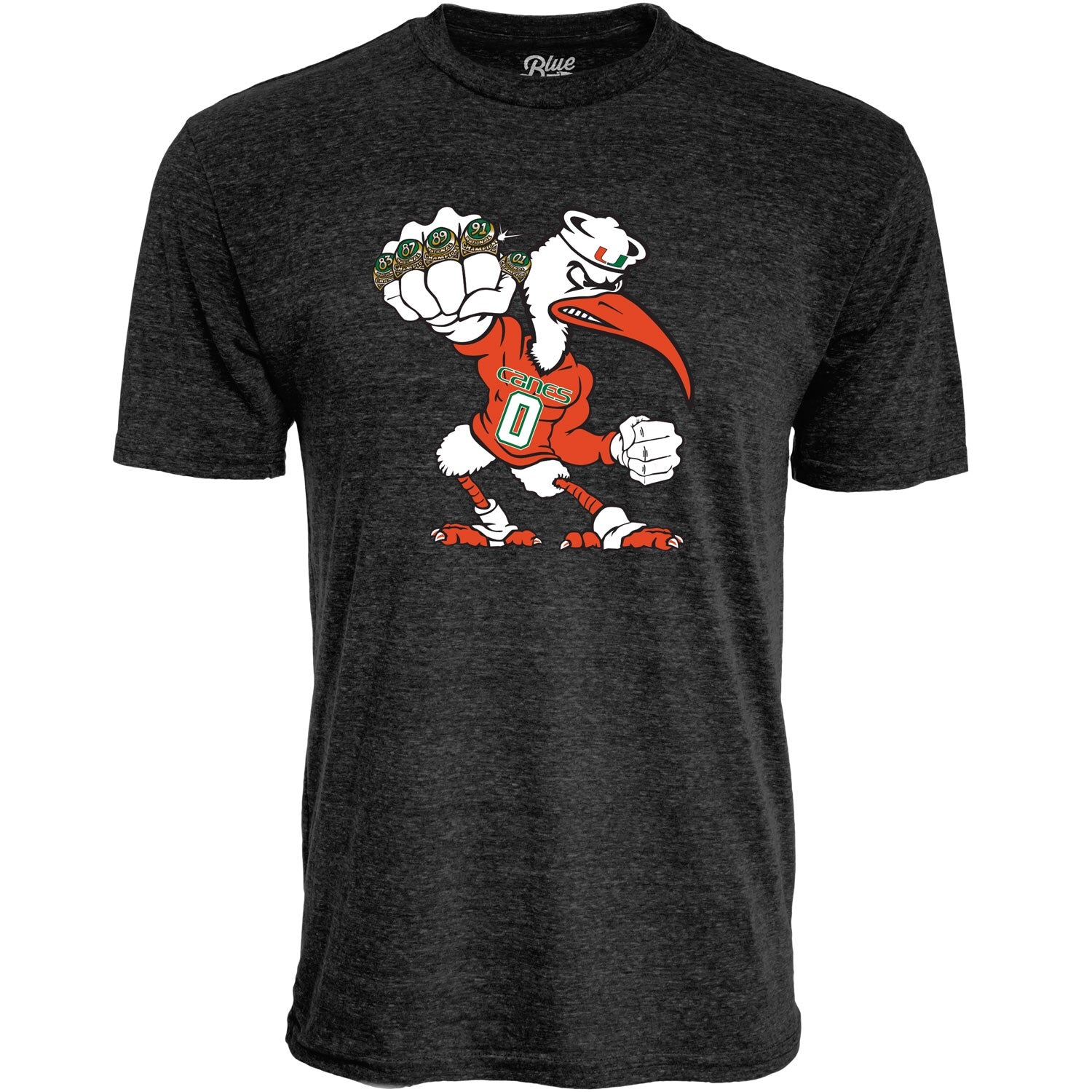 Miami Hurricanes Men's 5 Rings POW T-Shirt - Heather Black