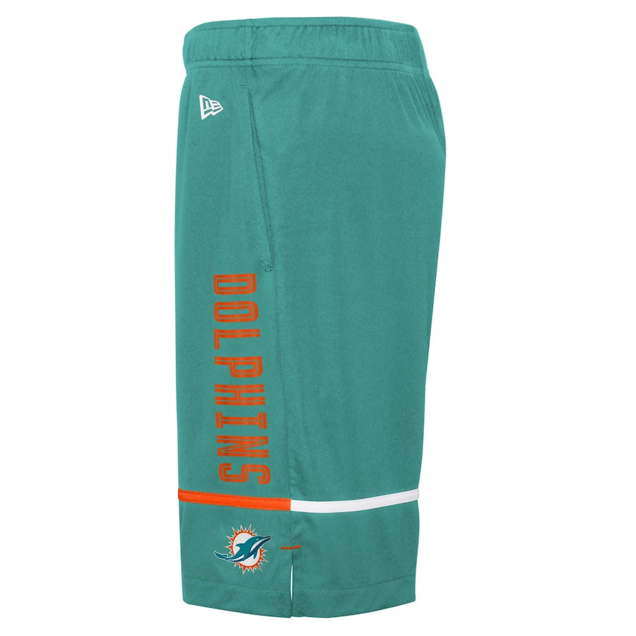 Miami Dolphins New Era Rusher Training Shorts - Aqua