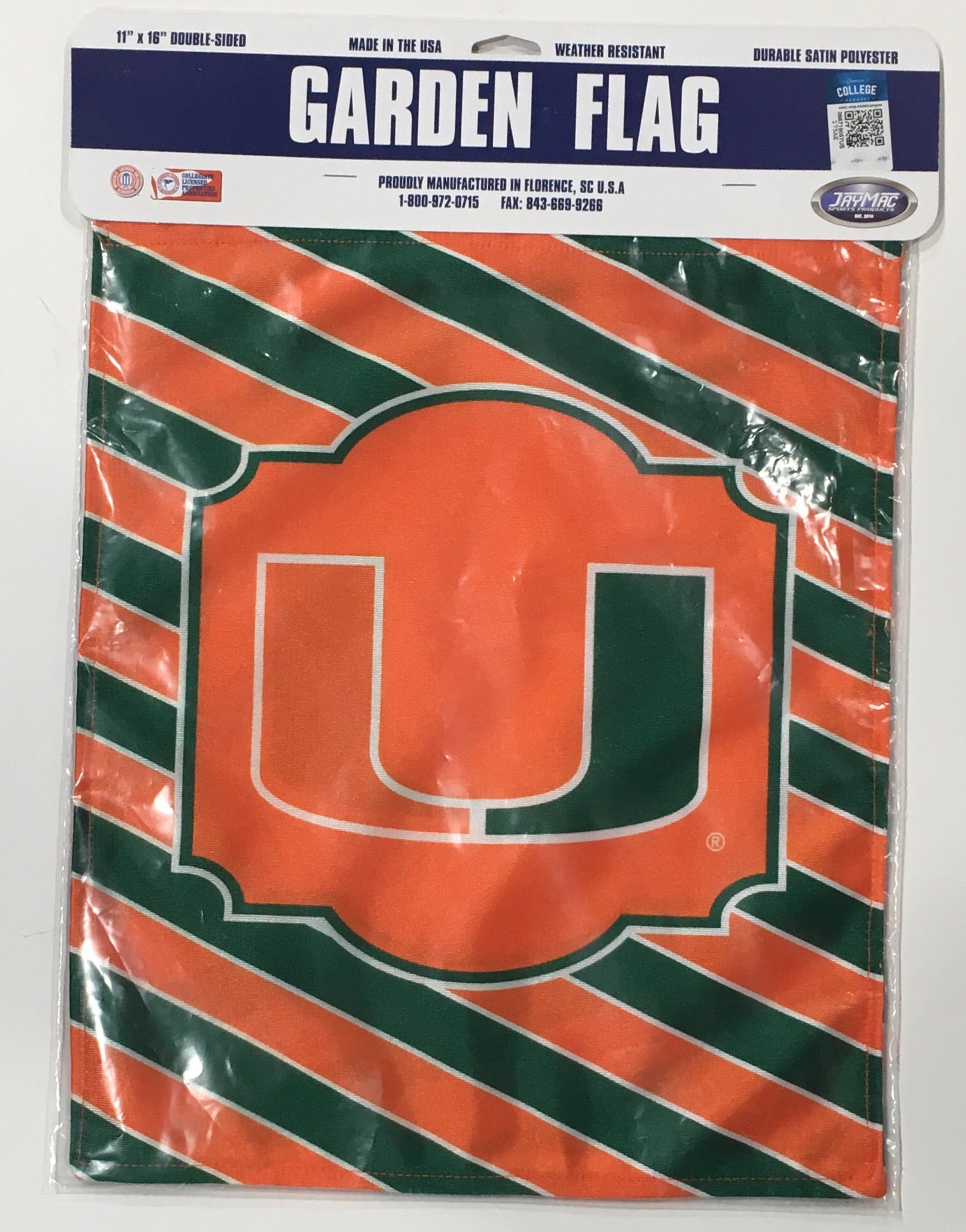Miami Hurricanes Diagonal Striped Garden Flag