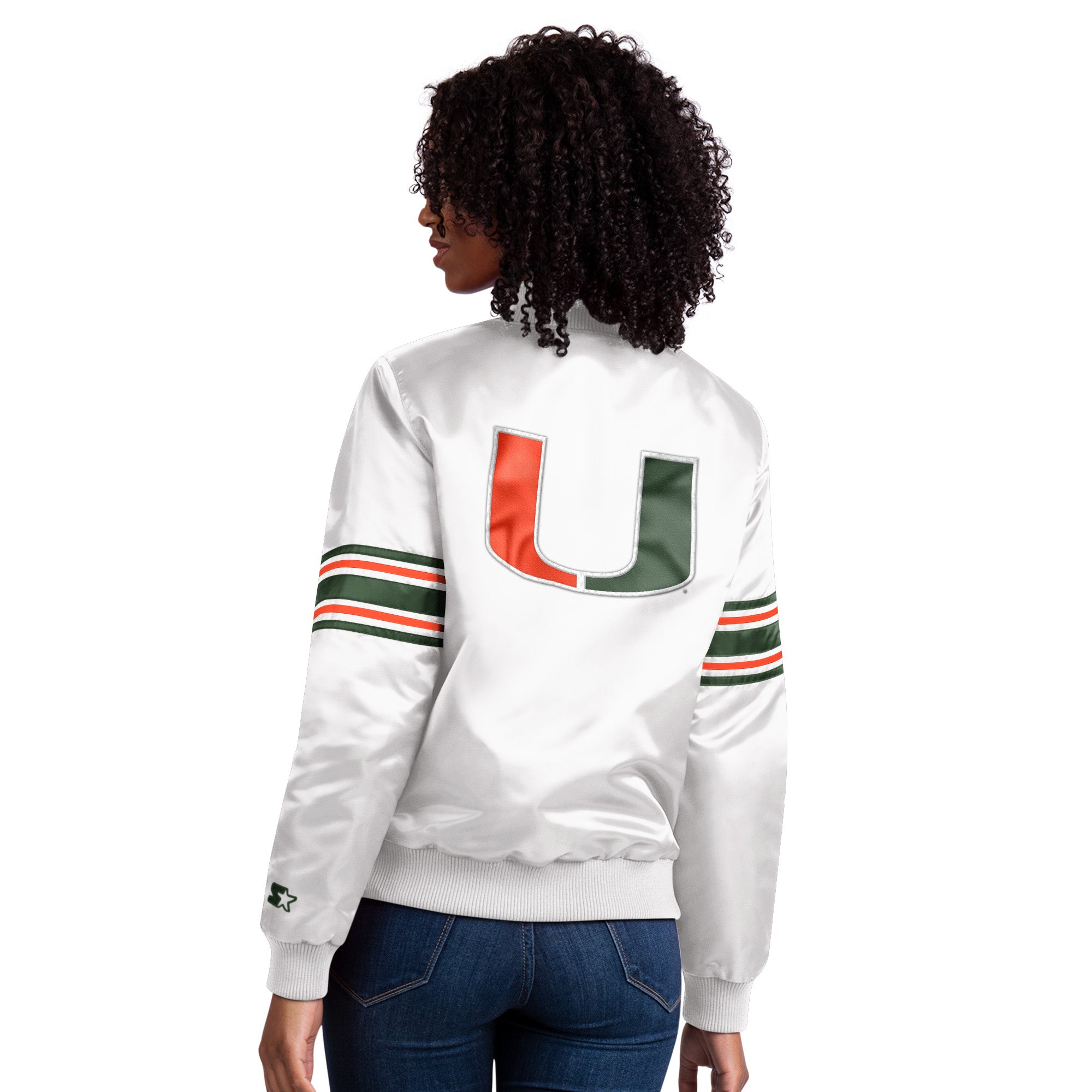 Miami Hurricanes Women's Satin Starter Jacket - White