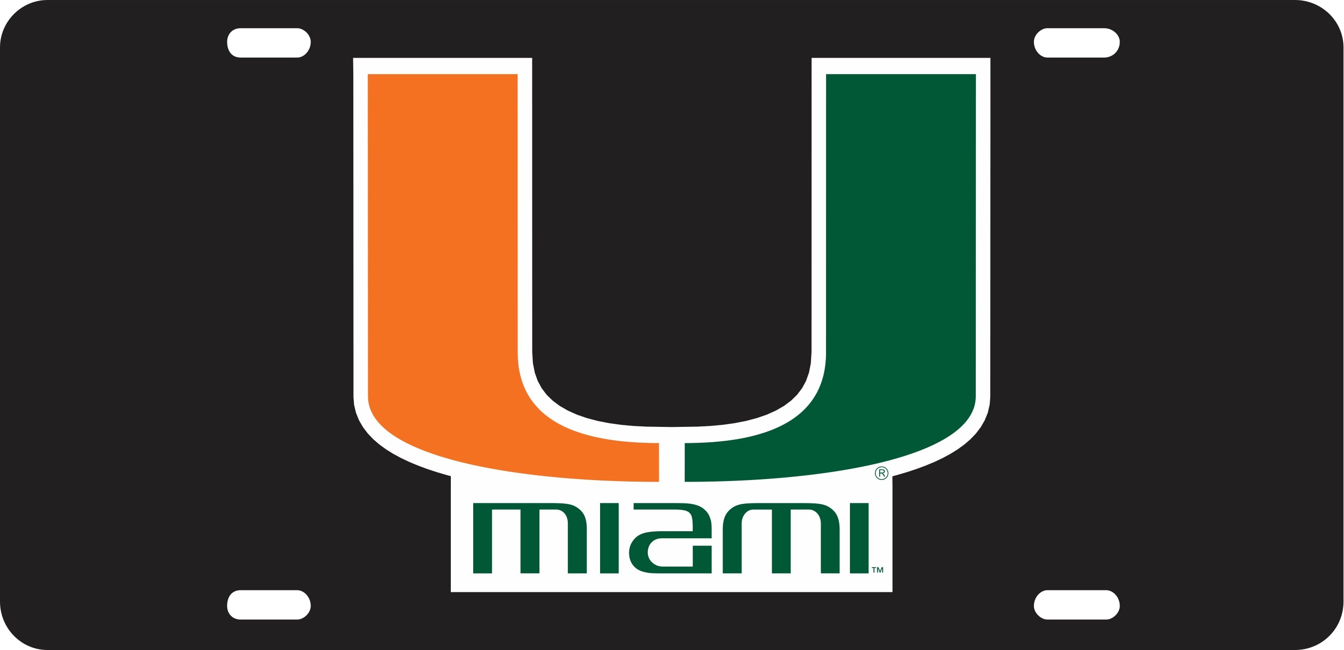 Miami Hurricanes Acrylic Reflective Decal License Plate / TAG - Black