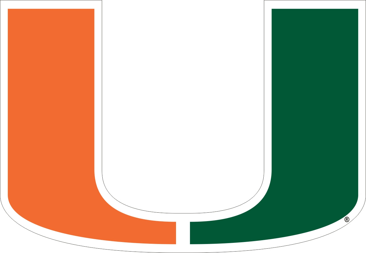 Miami Hurricanes 'U' Reflective Decal - 4 Inch