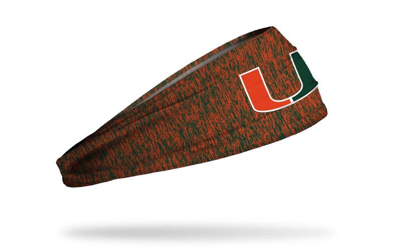 Miami Hurricanes Stretch Headband U Logo - Heathered Orange / Green