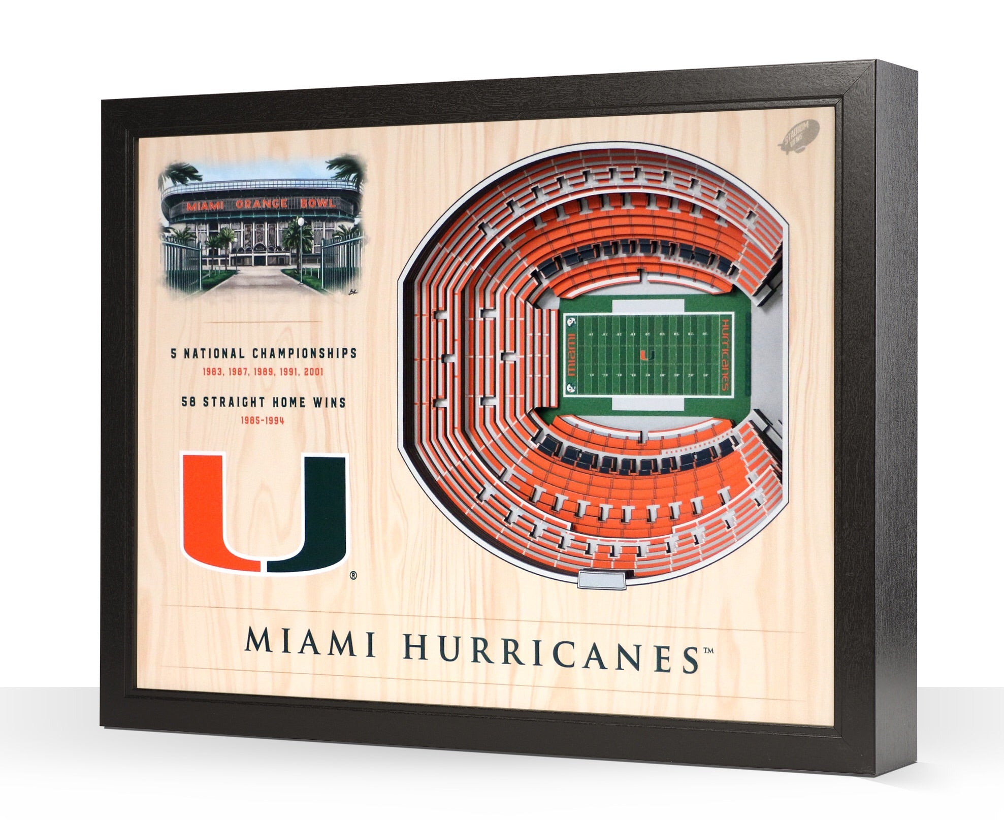 Miami Hurricanes Orange Bowl 25-Layer StadiumView 3D Wall Art