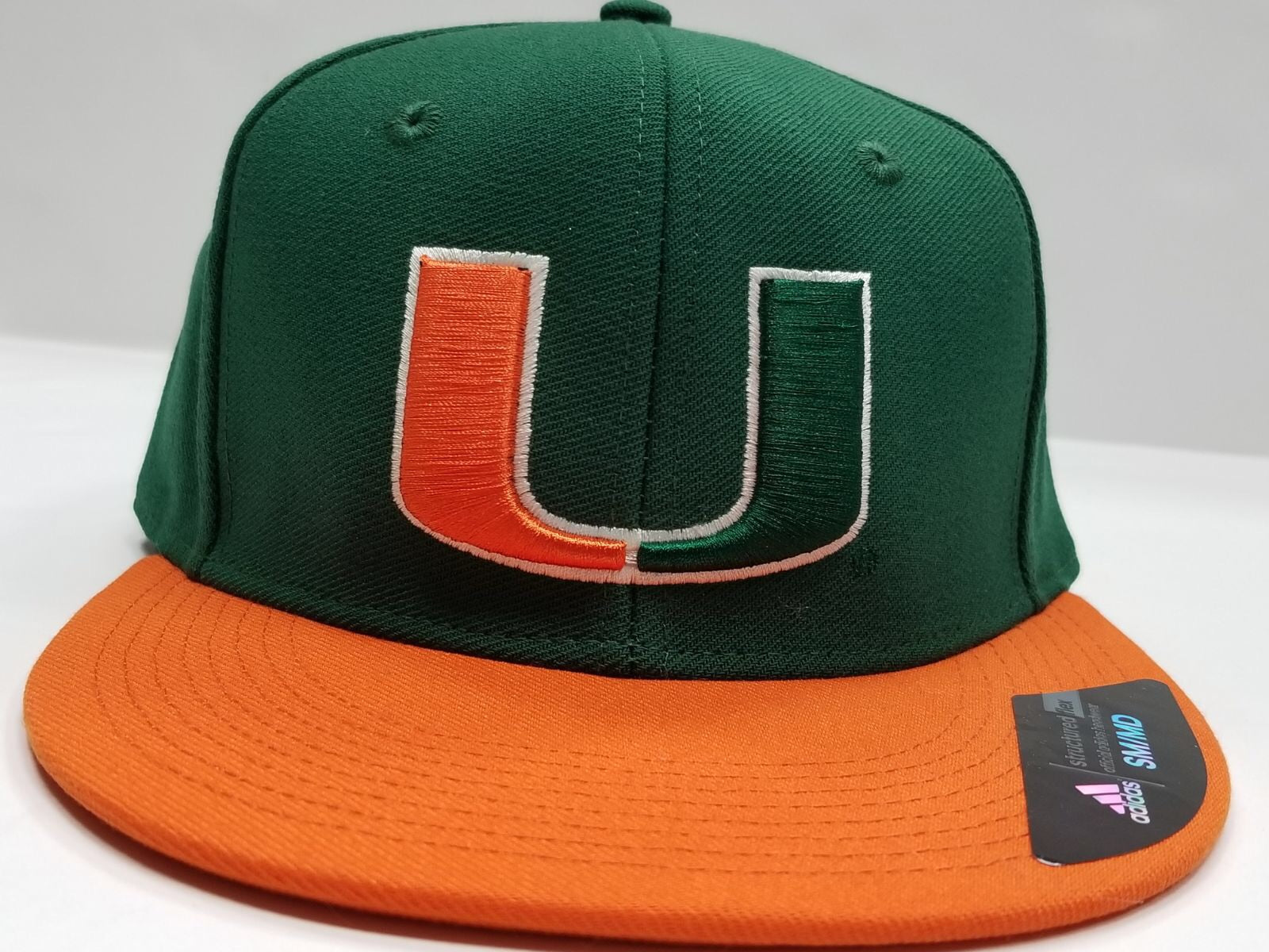 Miami Hurricanes adidas Flat Visor Flex Hat - Green/Orange