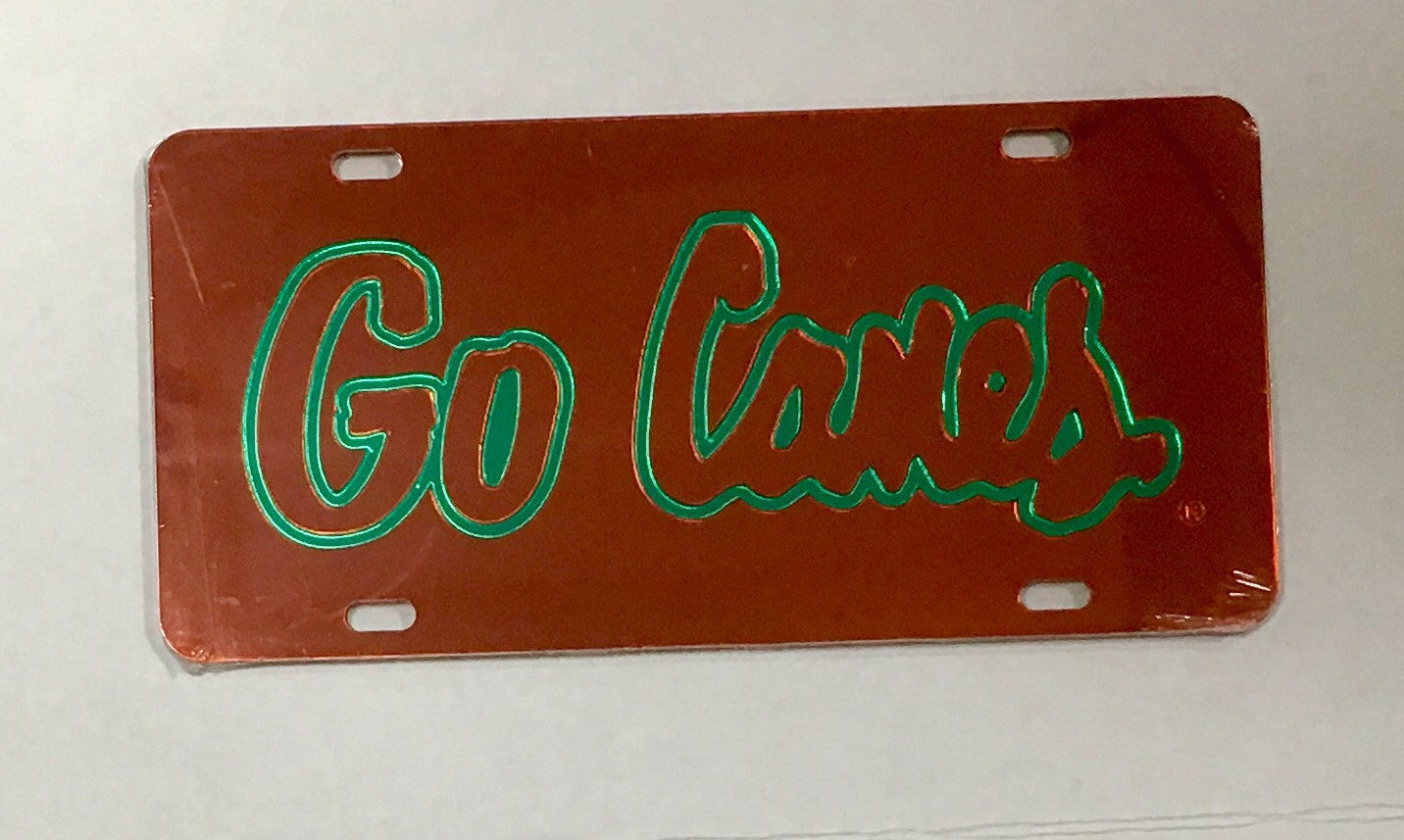 Miami Hurricanes Go Canes Front License Plate Tag - Orange