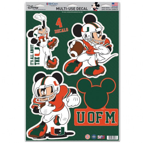 Miami Hurricanes 11" x 17" Multi-Use Mickey Decals
