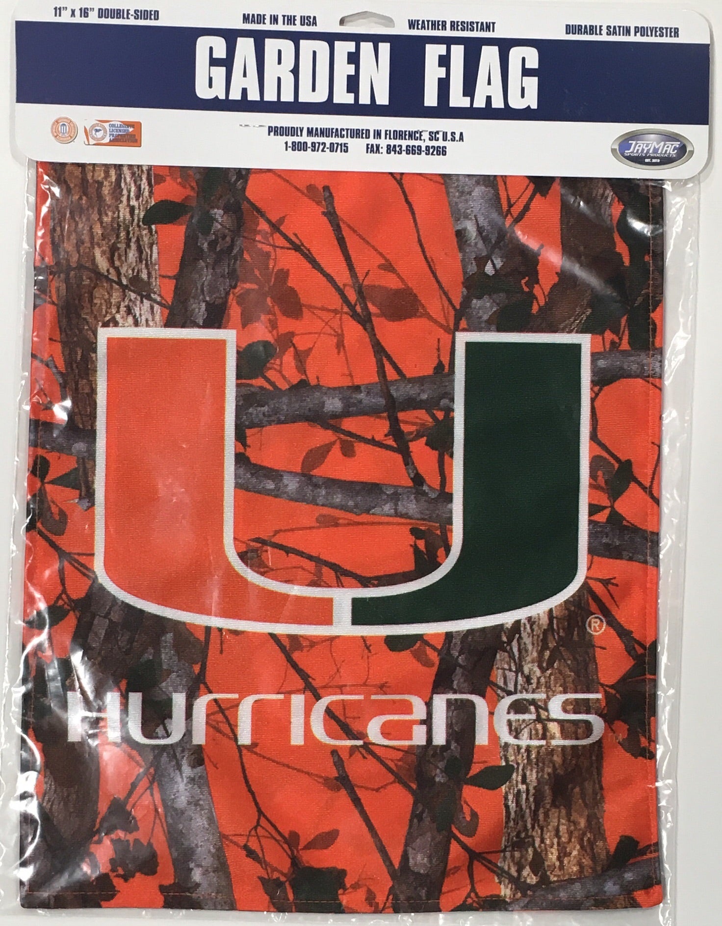 Miami Hurricanes Orange Camo Garden Flag