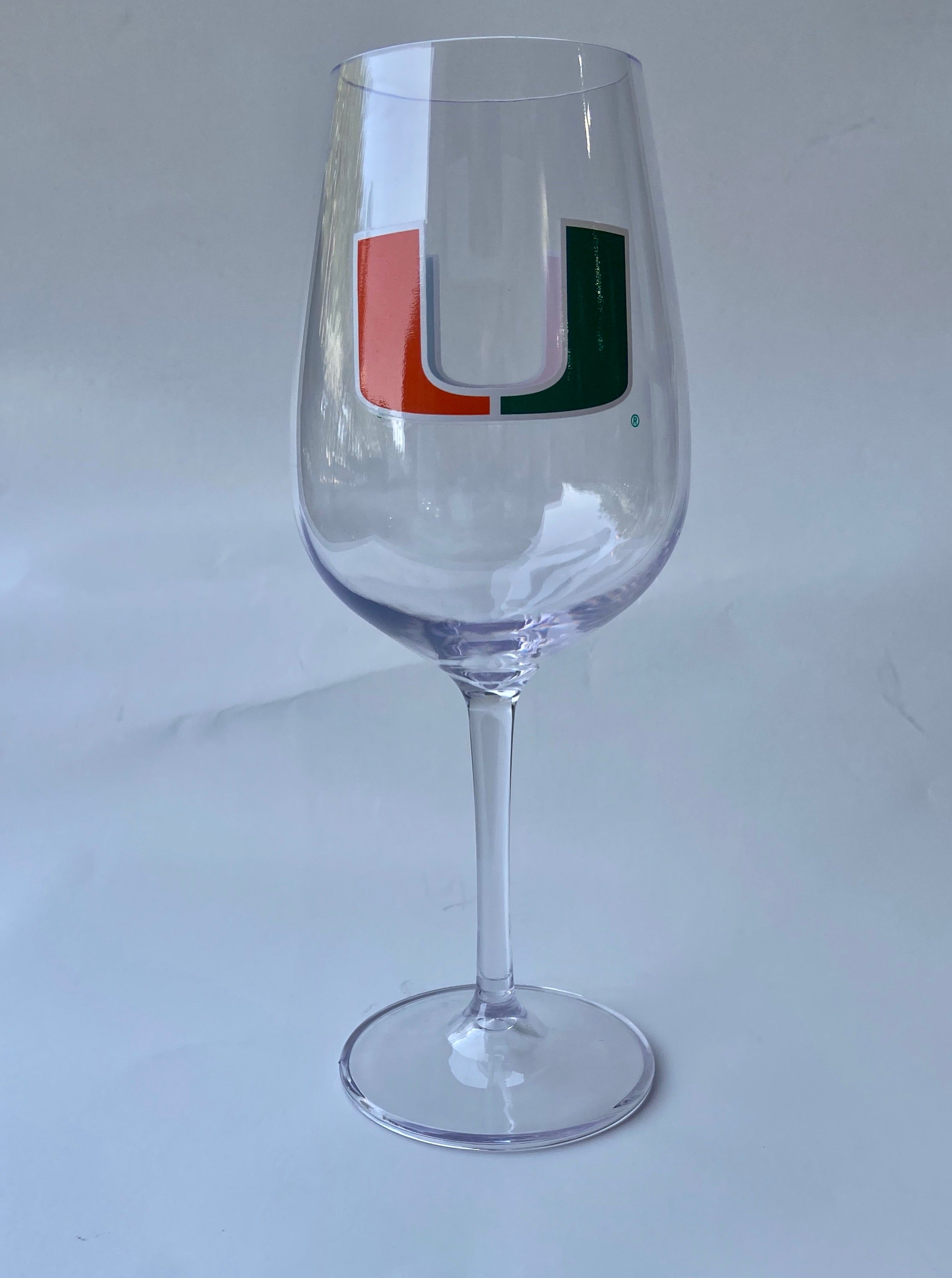 Miami Hurricanes Plastic Stem Wine Glass- 16oz