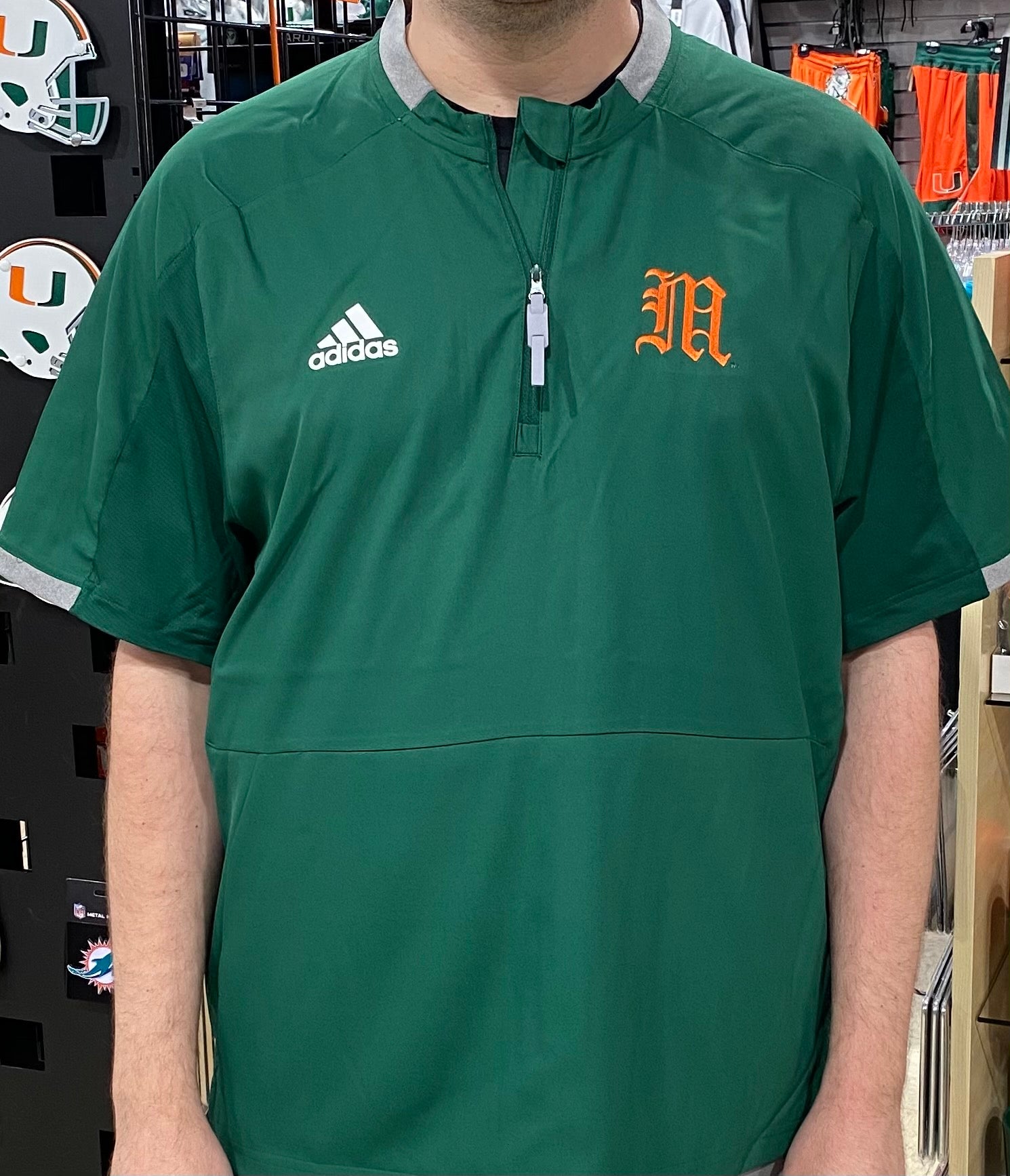 Miami Hurricanes adidas Old English M 1/4 Zip Pullover