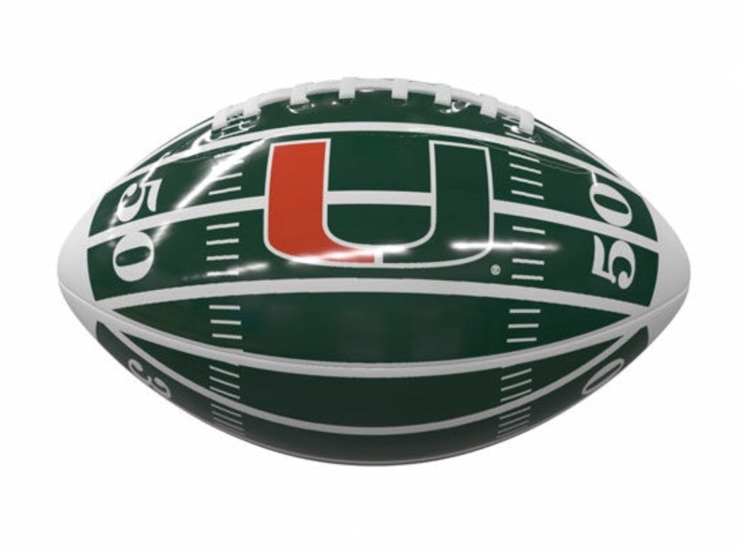 Miami Hurricanes Logo Mini Field Print Football