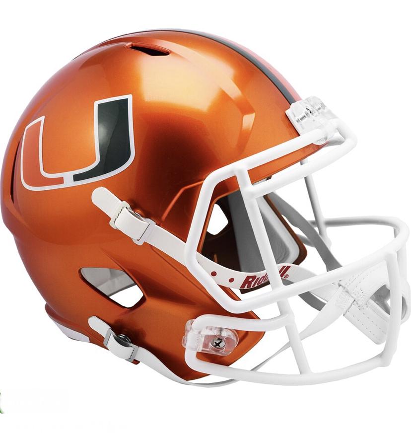 Miami Hurricanes Flash Alternate Speed Riddell MINI Helmet - Orange
