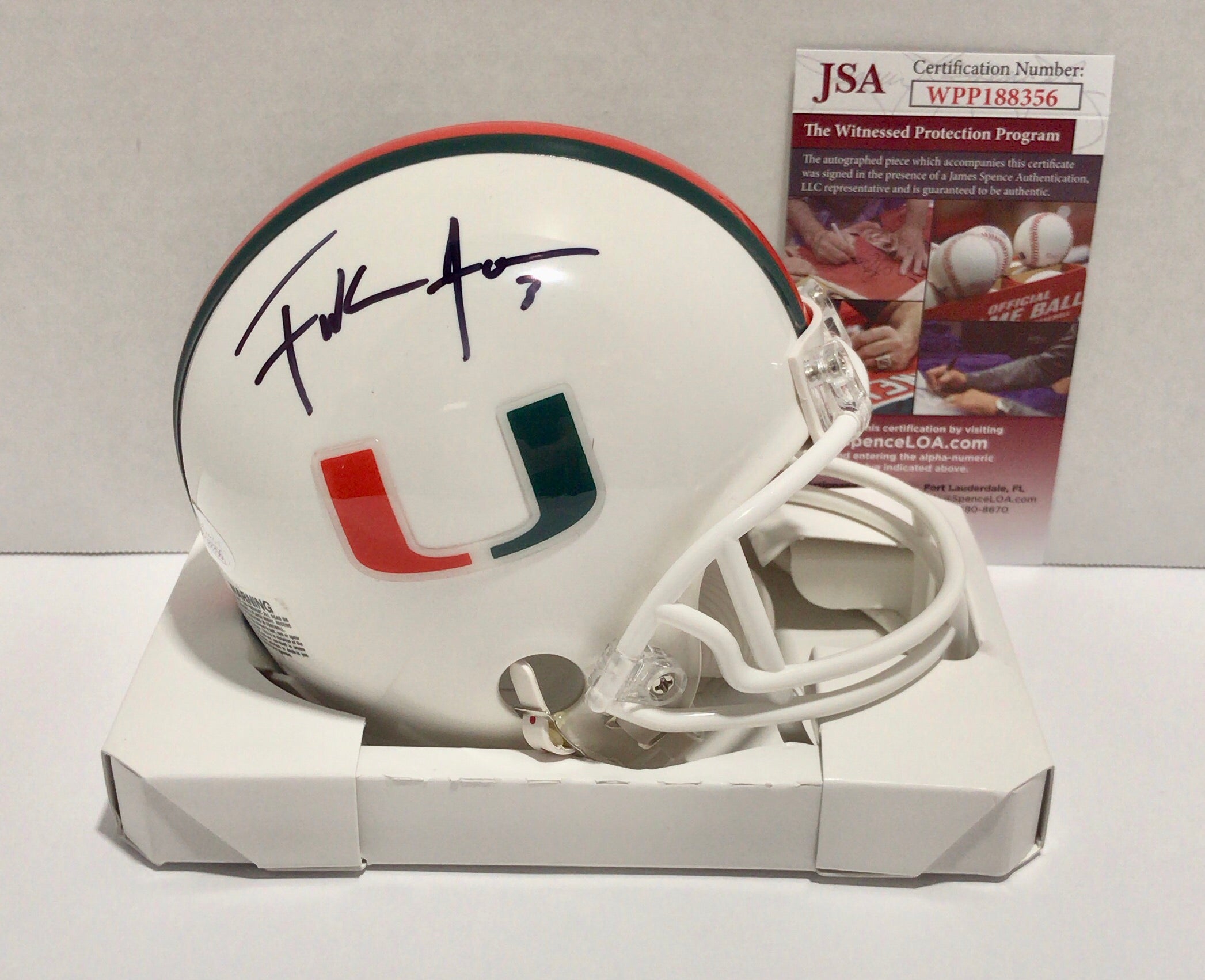Frank Gore Autographed Mini Helmet with JSA Cert - White