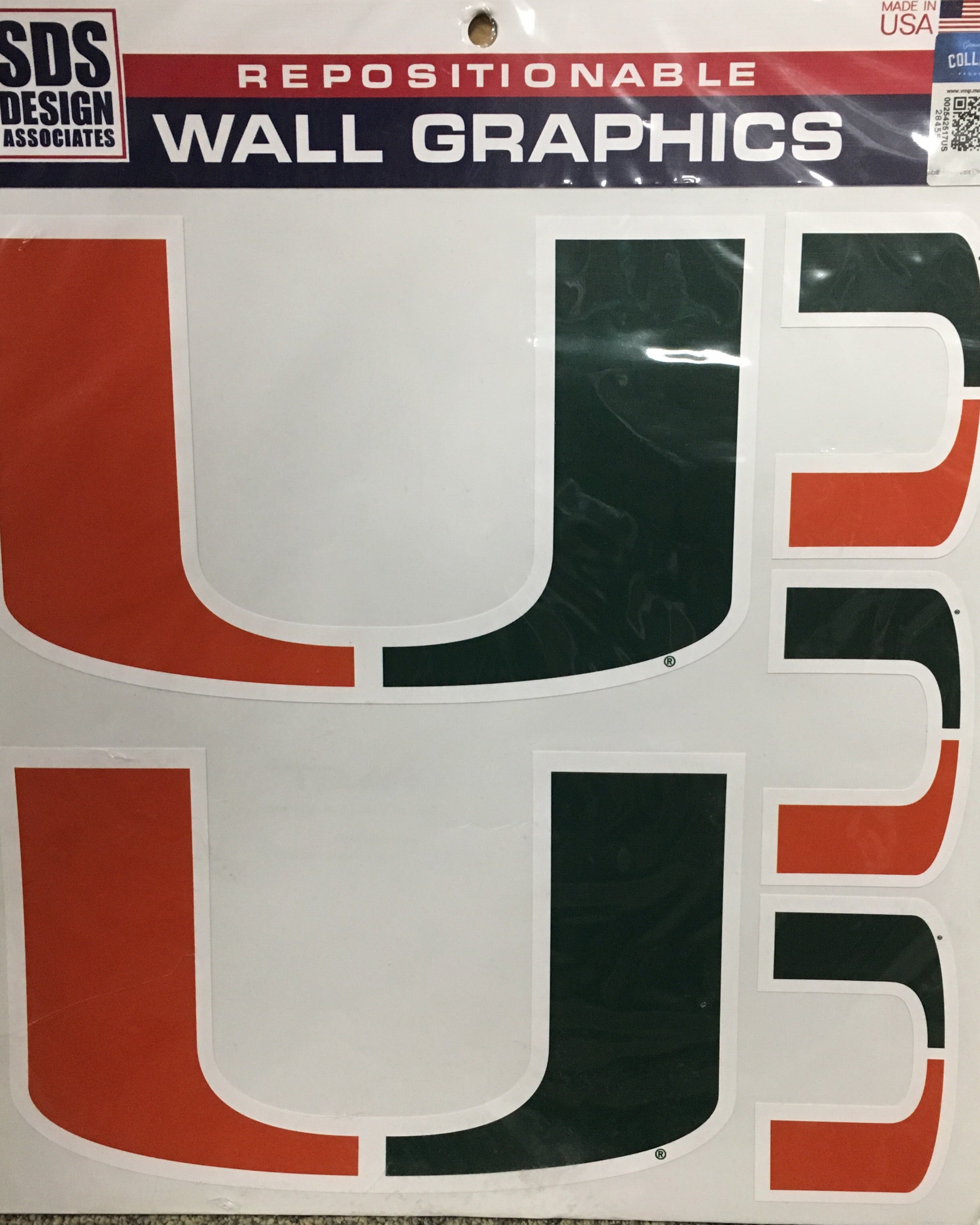 Miami Hurricanes Repositionable U Logo Wall Graphics