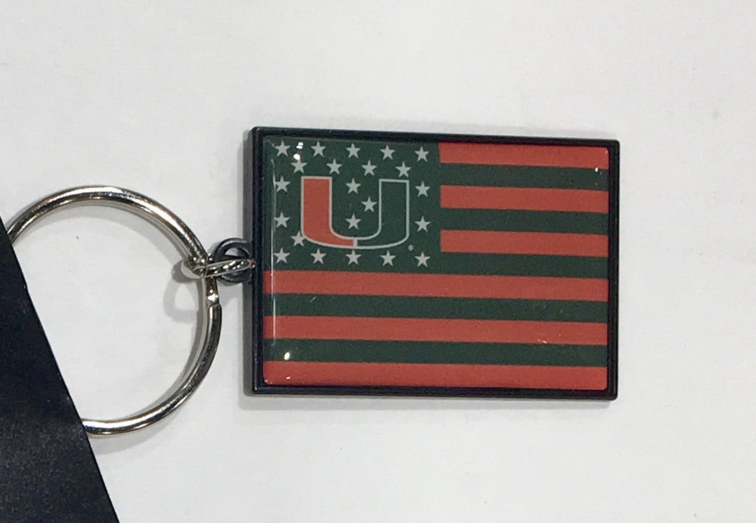 Miami Hurricanes Americana Flag Keychain