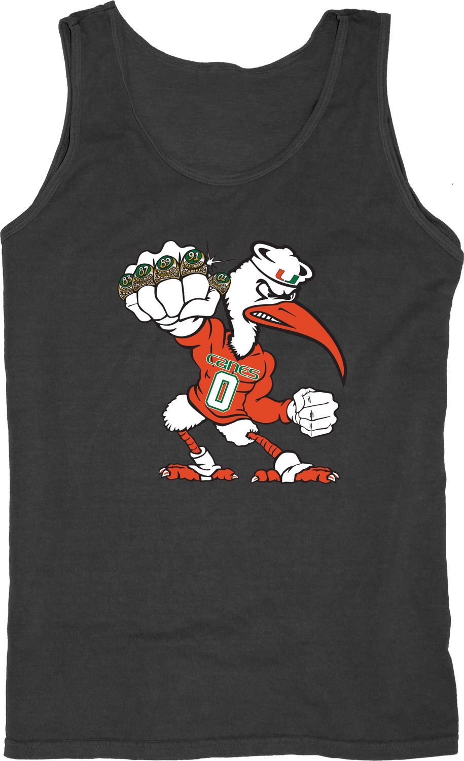 Miami Hurricanes Sebastian 5 Rings Pow Tank Top - Black