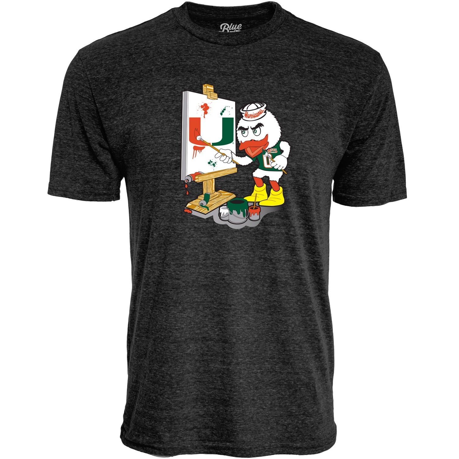 Miami Hurricanes Youth Sebastian Painting Tri-Blend T-Shirt - Heather Black