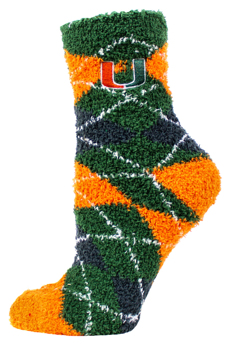 Miami Hurricanes Argyle Fuzzy Socks - Green