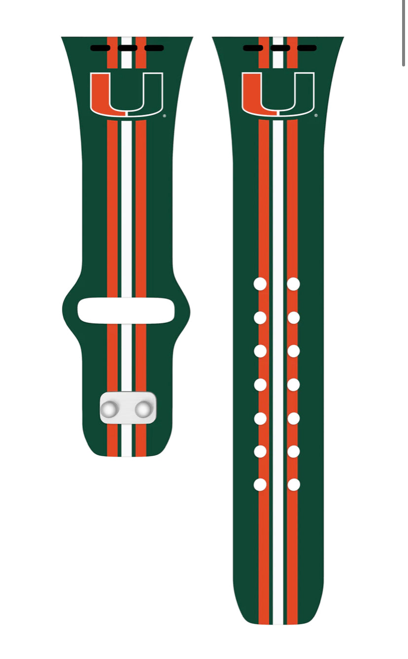 Miami Hurricanes HD Apple Watch Band - Stripes