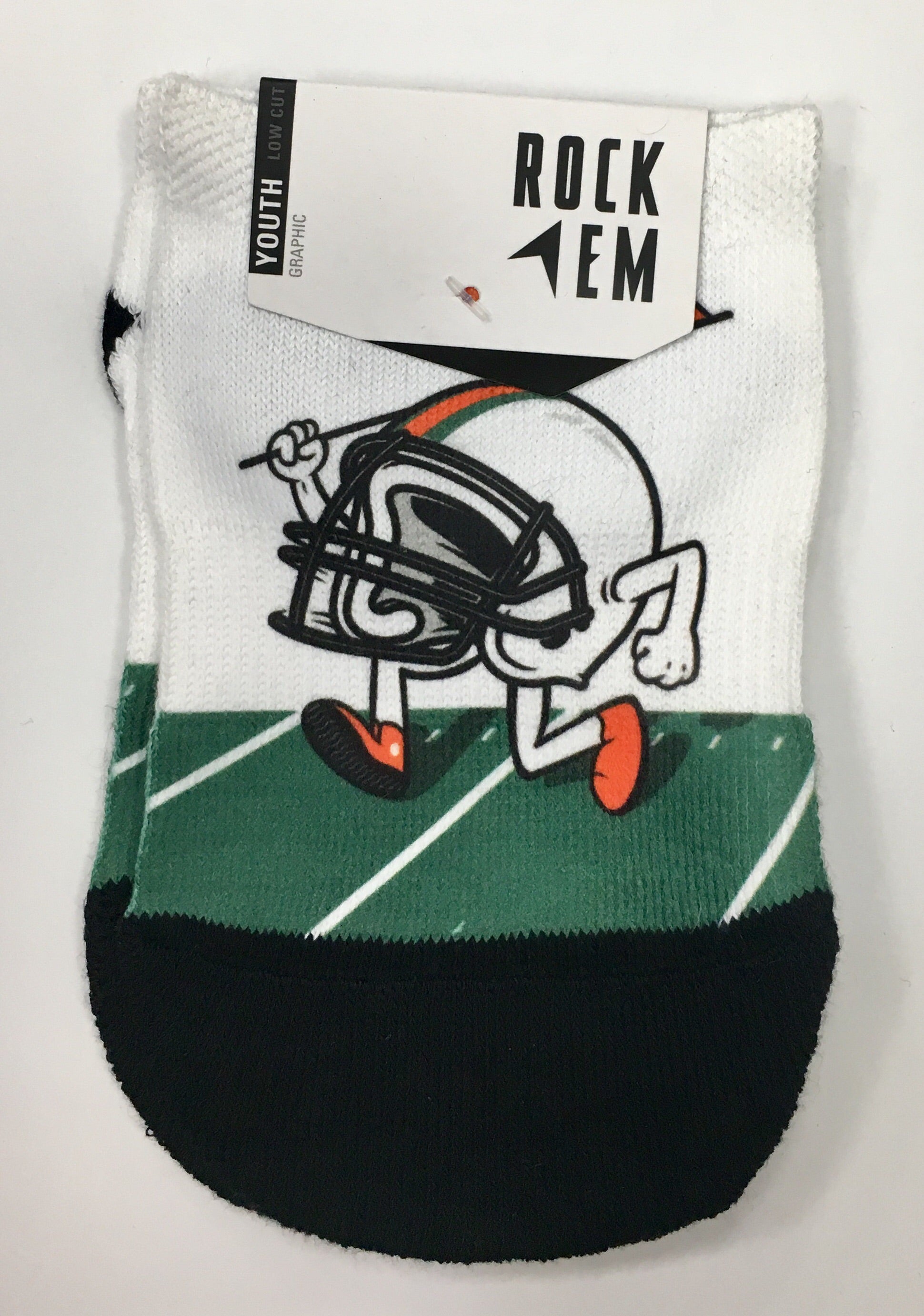 Miami Hurricanes YOUTH Rock'em Helmet Stride Low Cut Socks