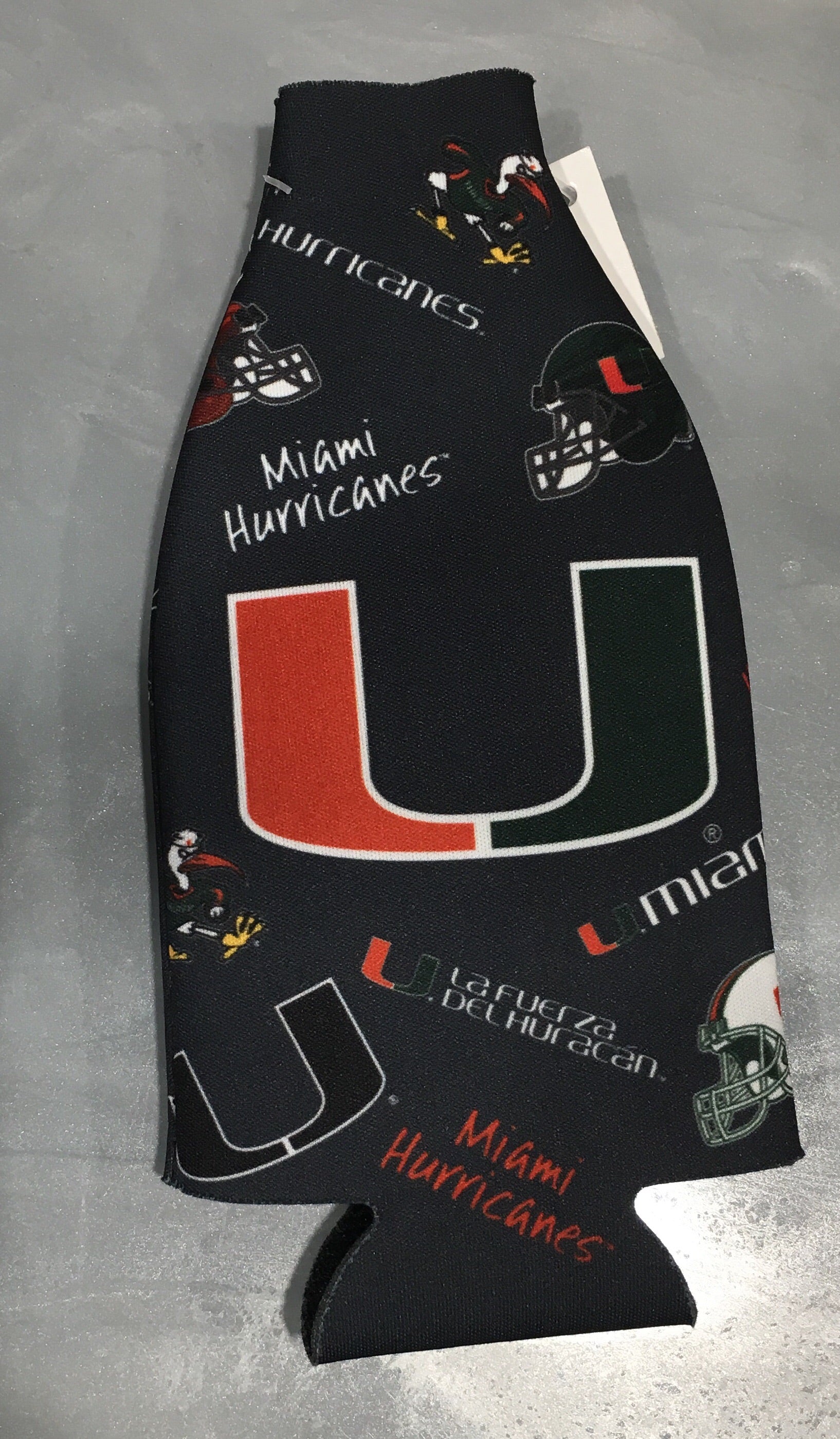 Miami Hurricanes Flashback Design Zippered Bottle Coozie - Dark Grey