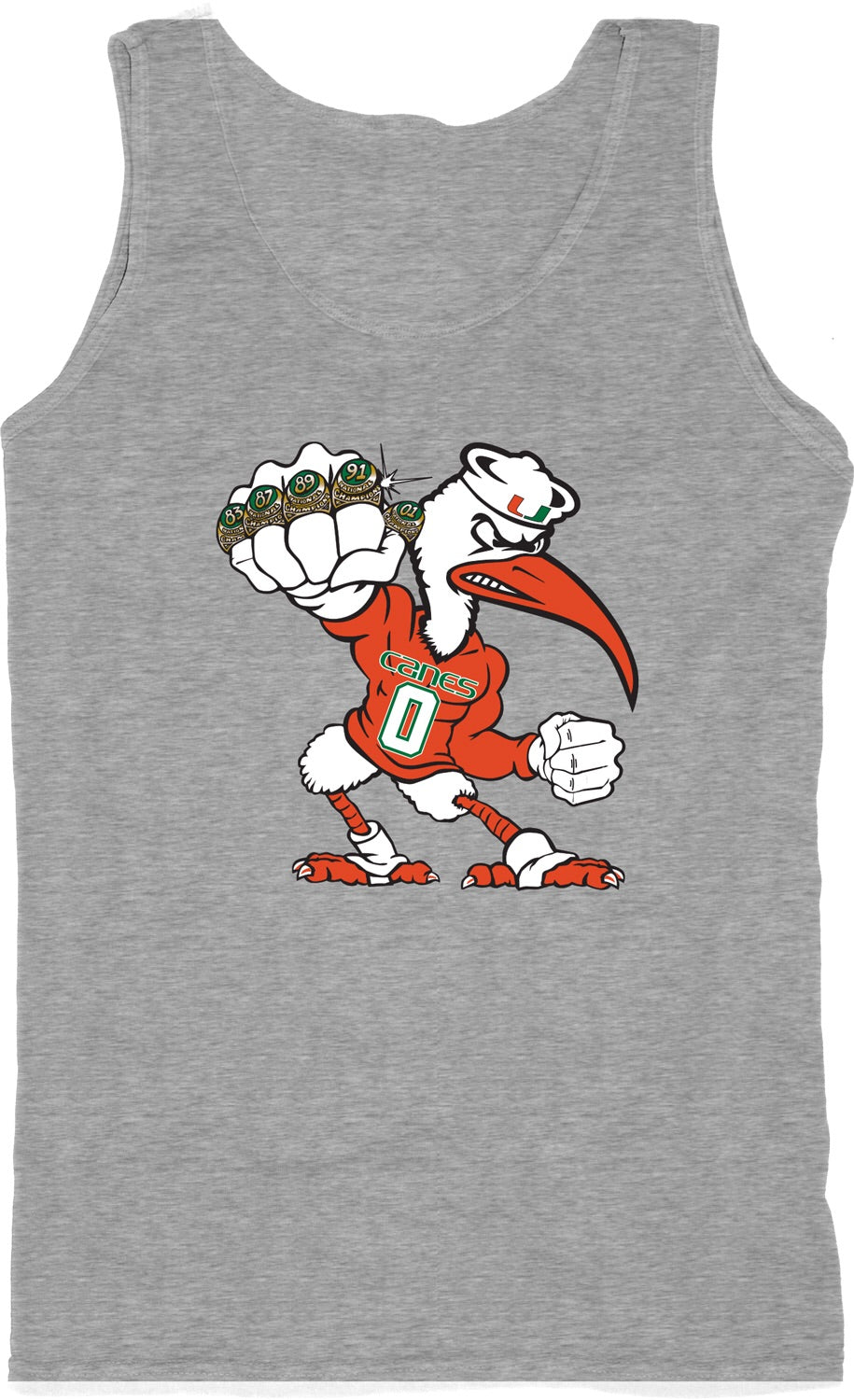 Miami Hurricanes Sebastian Men’s 5 Rings Pow Tank Top - Grey