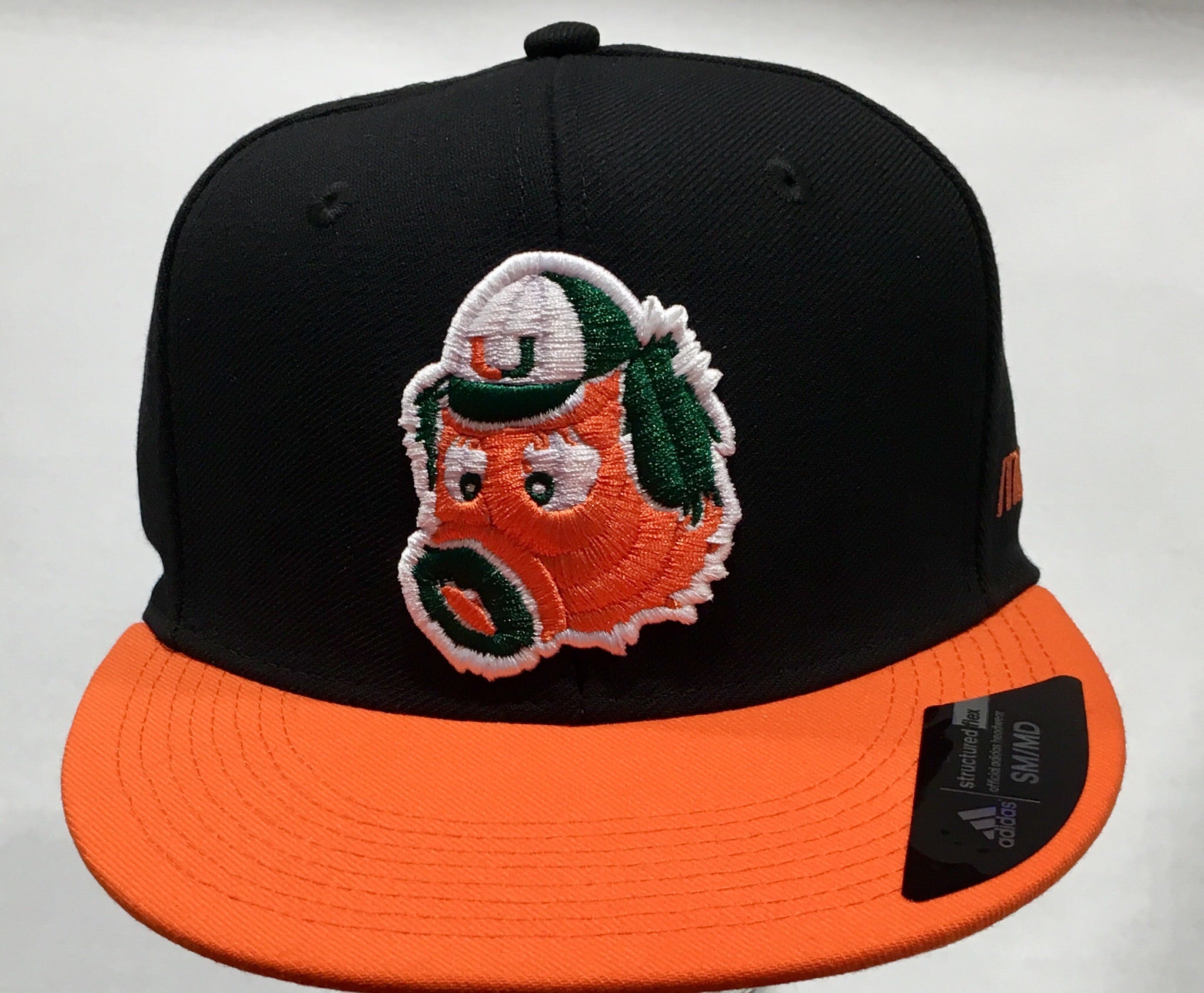 Miami Hurricanes adidas Flat Brim Flex Hat Maniac- Black/Orange