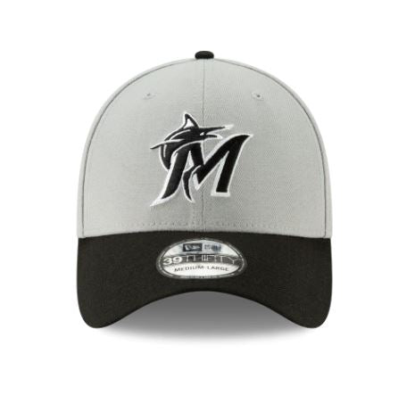 Miami Marlins New Era 39Thirty Classic Flex Fitted Hat - Gray / Black