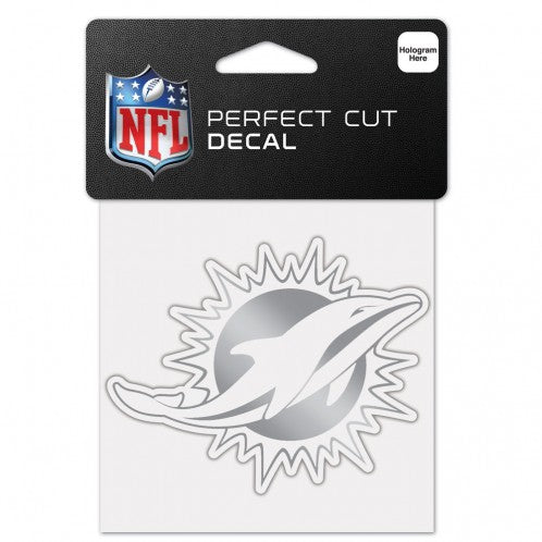 Miami Dolphins 4x4 Perfect Cut Silver Decal - Metallic