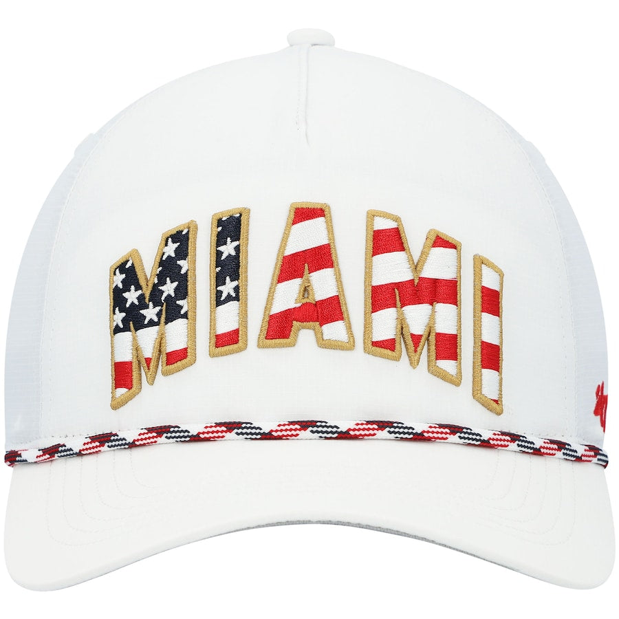 Miami Hurricanes 47 Brand Stars & Stripes Flutter Hitch Adjustable Hat - White