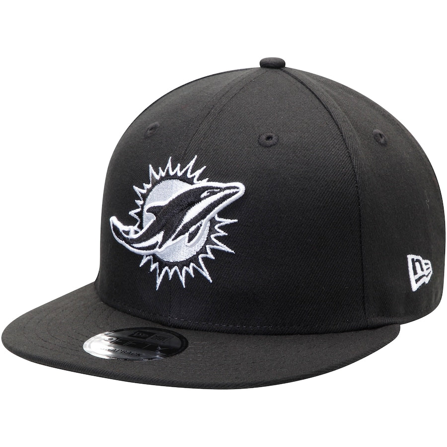 Miami Dolphins New Era Basic 9Fifty Snapback Hat - Black/White