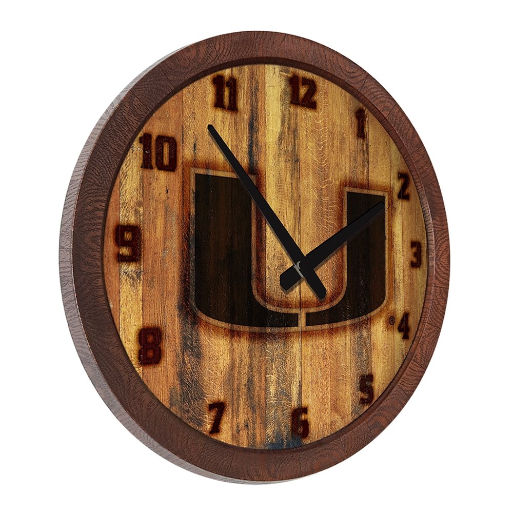 Miami Hurricanes Branded "Faux" Barrel Top Wall Clock - The Fan-Brand