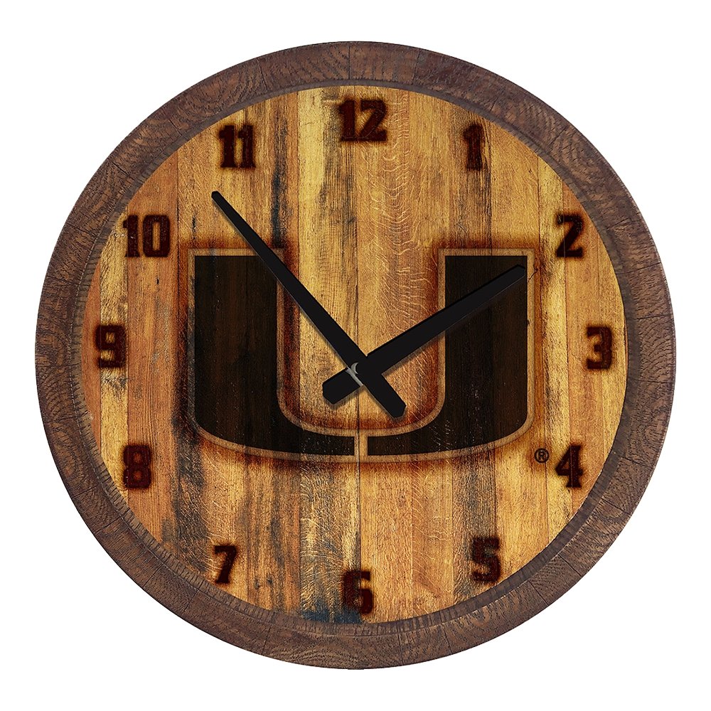 Miami Hurricanes Branded "Faux" Barrel Top Wall Clock - The Fan-Brand