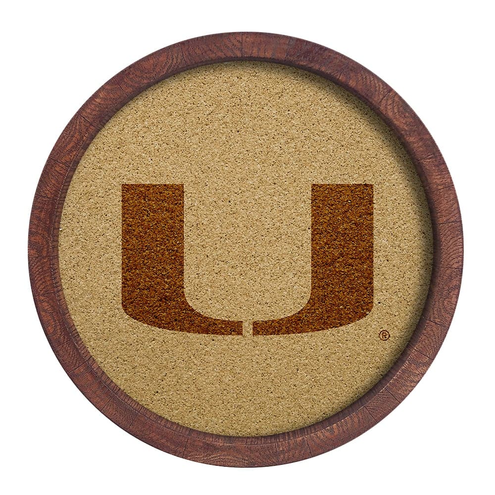 Miami Hurricanes "Faux" Barrel Framed Cork Board - The Fan-Brand