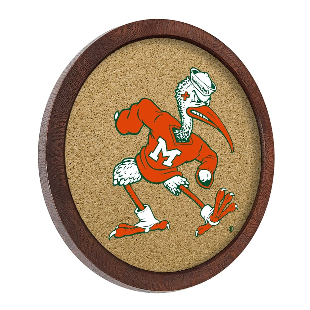 Miami Hurricanes Mascot - "Faux" Barrel Framed Cork Board - The Fan-Brand