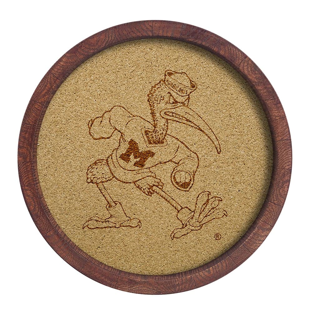 Miami Hurricanes Mascot - "Faux" Barrel Framed Cork Board - The Fan-Brand