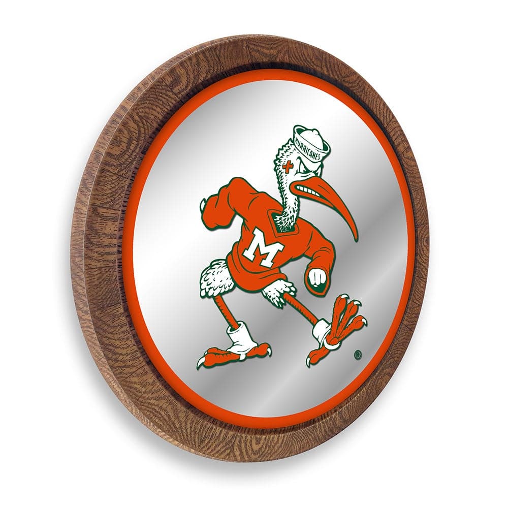 Miami Hurricanes Mascot - "Faux" Barrel Top Mirrored Wall Sign - The Fan-Brand