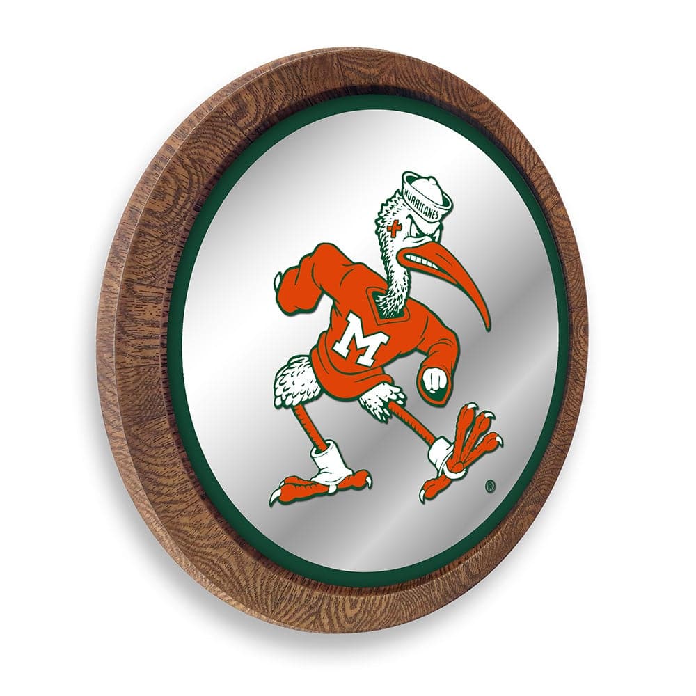 Miami Hurricanes Mascot - "Faux" Barrel Top Mirrored Wall Sign - The Fan-Brand