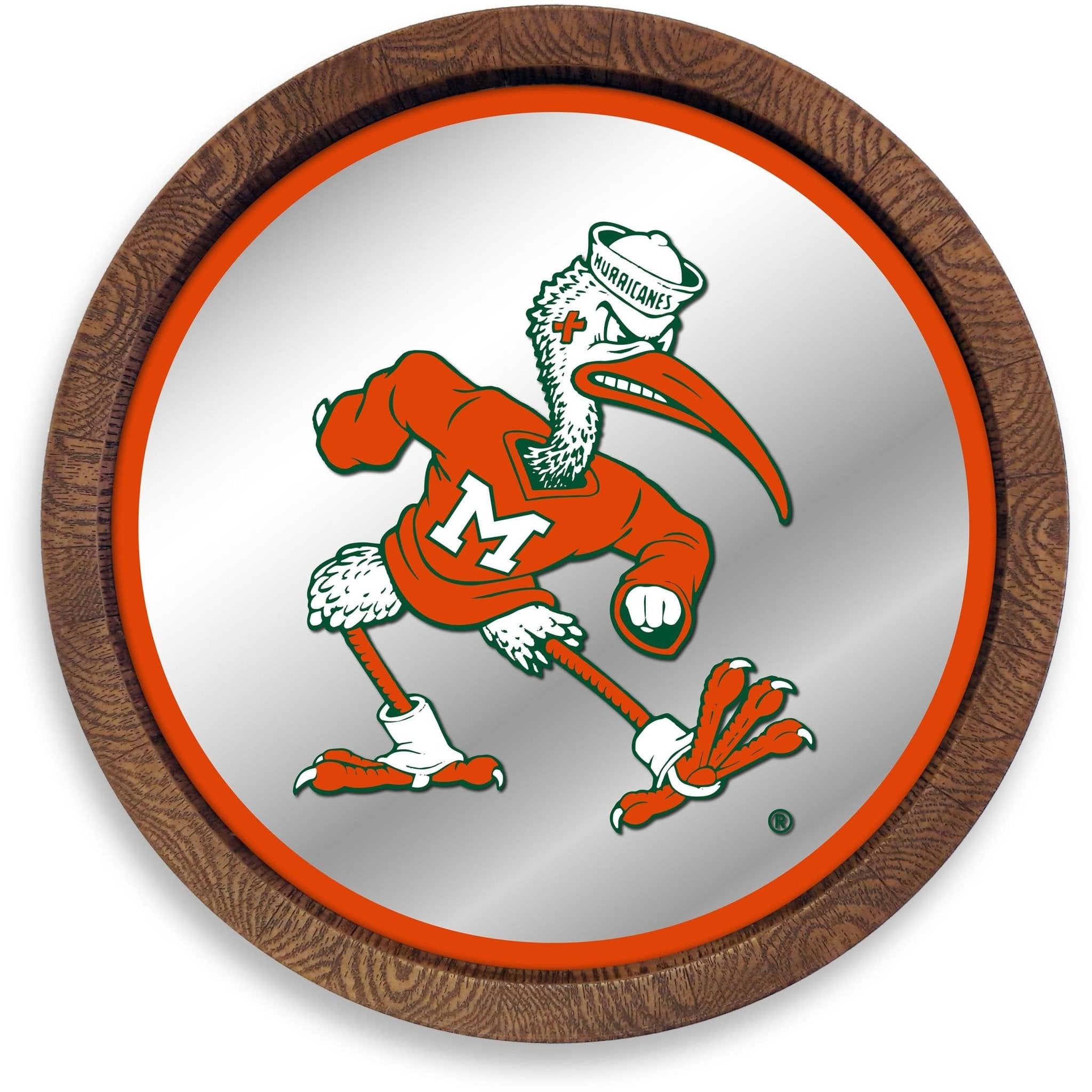 Miami Hurricanes Mascot - "Faux" Barrel Top Mirrored Wall Sign - The Fan-Brand