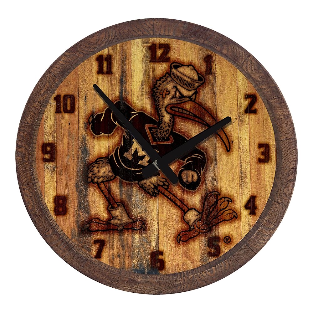 Miami Hurricanes Mascot - "Faux" Barrel Top Wall Clock - The Fan-Brand