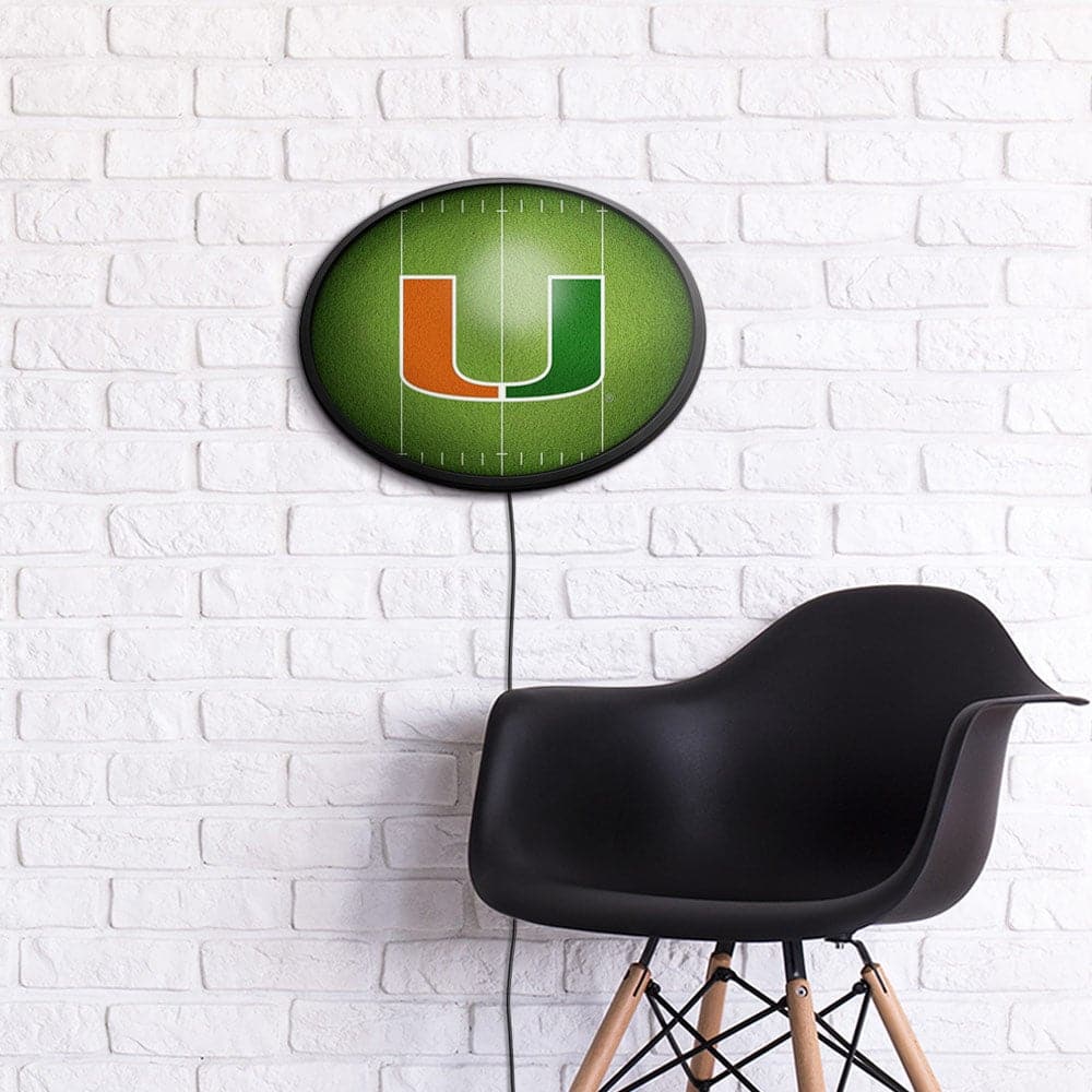 Miami Hurricanes On the 50 - Oval Slimline Lighted Wall Sign - The Fan-Brand