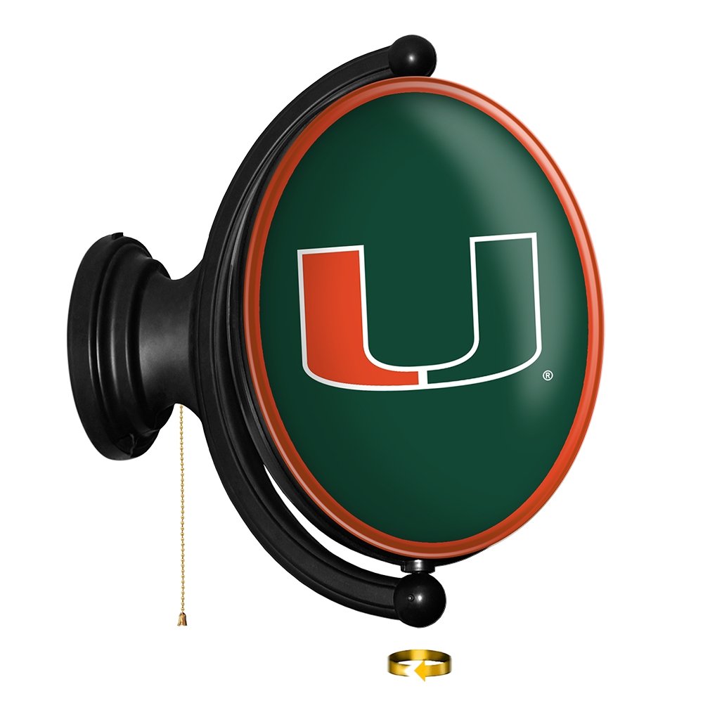 Miami Hurricanes Original Oval Rotating Lighted Wall Sign - The Fan-Brand